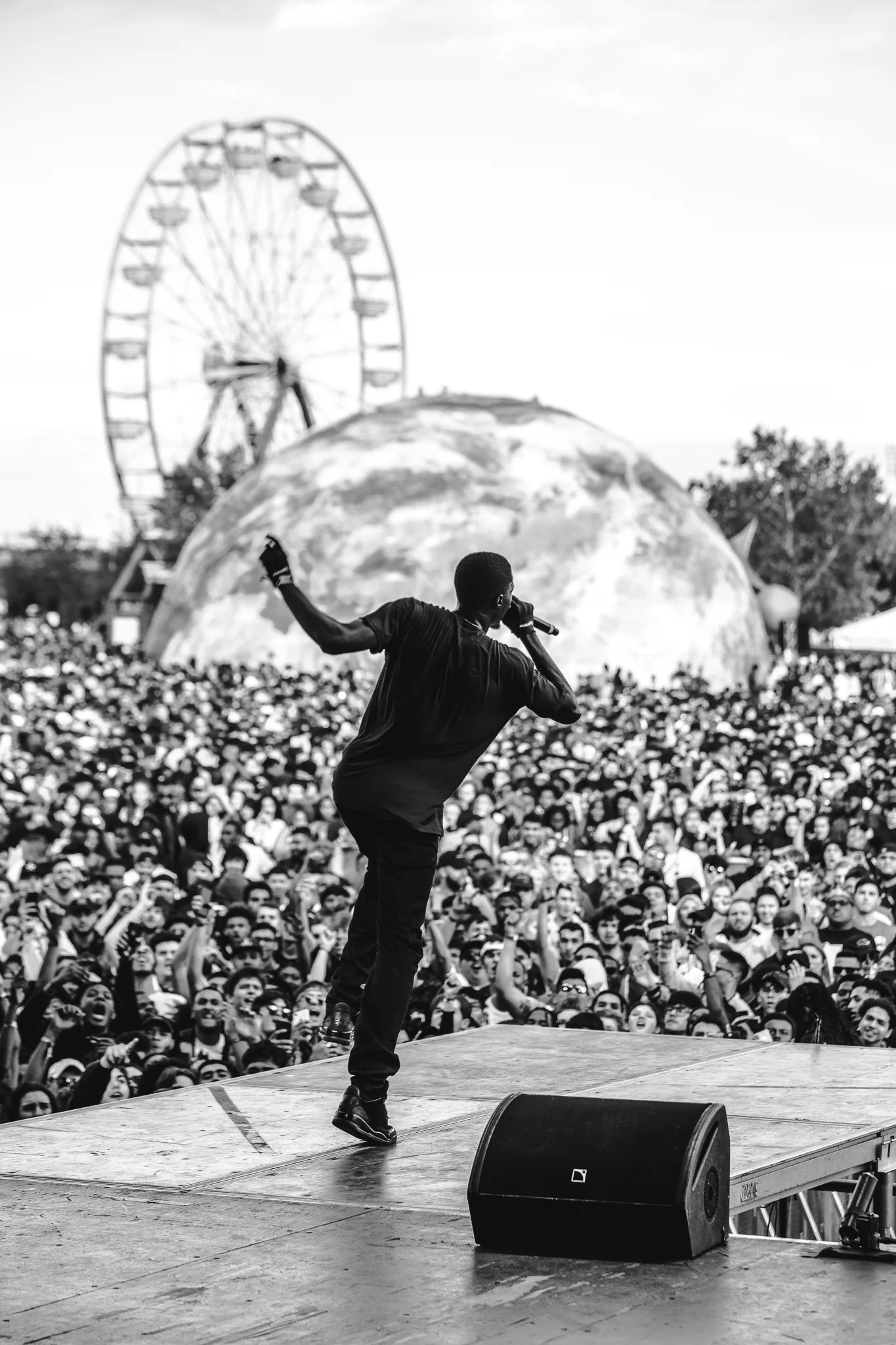 Geodesic festival stage dome — Sheck Wes performing at Astroworld Festival 2018