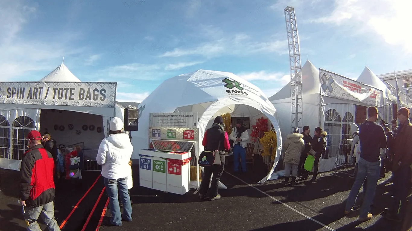 X Games branded event dome — exterior with custom printed cover