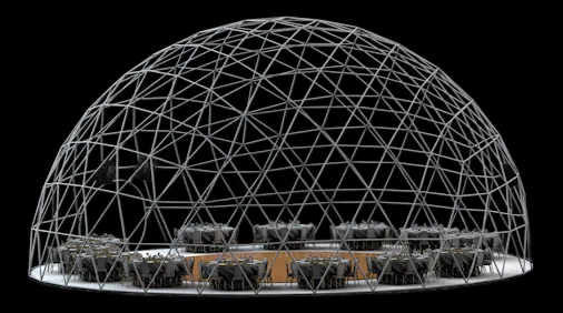 60-foot geodesic event dome rental — Los Angeles, deploys worldwide